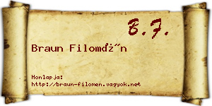 Braun Filomén névjegykártya